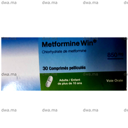 medicament METFORMINE WIN850Boite de 30 comprimés sécables maroc