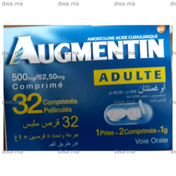medicament AUGMENTIN500 MG / 62.5 MGBoîte de 32 maroc