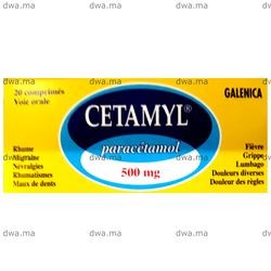 medicament CETAMYL500 MGBoîte de 20 maroc