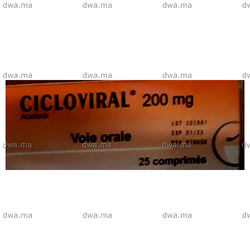 medicament CICLOVIRAL200 MGBoîte de 25 maroc