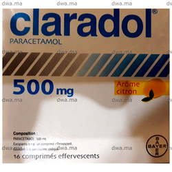 medicament CLARADOL500 MGBoîte de 16 maroc