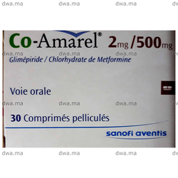 medicament CO-AMAREL2mg/500mgBoîte de 30 maroc