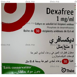 medicament DEXAFREE1 MG / MLBoite de 30 récipients unidoses de 0.4 ml maroc
