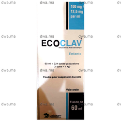 medicament ECOCLAV ENFANT100 MG / 12.5 MGFlacon de 60 ML maroc