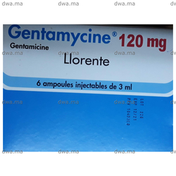 medicament GENTAMYCINE LLORENTE120 MGBoîte de 6 ampoules (3ml) maroc