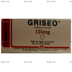 medicament GRISEO125 MG, CompriméBoîte de 30 maroc