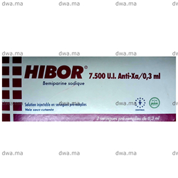 medicament HIBOR5000 UIBoîte de 2 seringues préremplies maroc