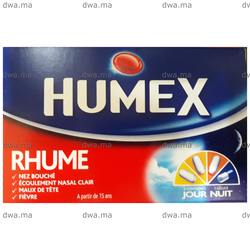 medicament HUMEX RHUME J/N/500 mg +60 mg 500 mg +4 mg Comprimé et GéluleBoîte de 12 et 4 maroc