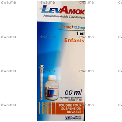 medicament LEVAMOX100 mg/ 12, 5mg Poudre pour Suspension buvable en flaconFlacon de 60 ml maroc