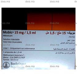medicament MOBIC15 mg / 1,5 mlBoîte de 3 maroc