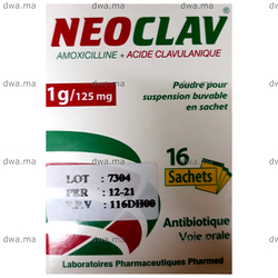 medicament NEOCLAV1g/125mgBoite de 16 sachets maroc