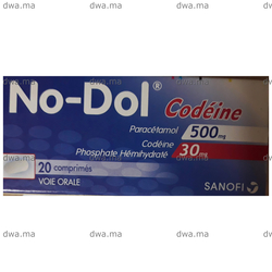 medicament NO-DOL CODEINEBoite de 20 comprimés dosés à 500 mg de paracétamol et 30 mg de codéine phosphate hémihydraté maroc