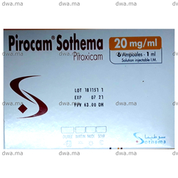 medicament PIROCAM SOTHEMA20 MG / MLBoîte de 6 Ampoule de maroc