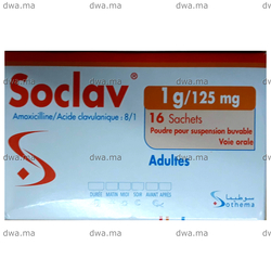 medicament SOCLAV1G / 125 MGBoîte de 16 maroc