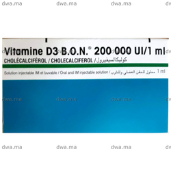 medicament VITAMINE D3 B.O.N. 200 000 UI / MLBoite unitaire : ampoule de 1 ml injectable et buvable maroc