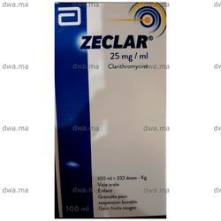 medicament ZECLAR25 mg/mlBoîte de 1 Flacon de 100 ml maroc
